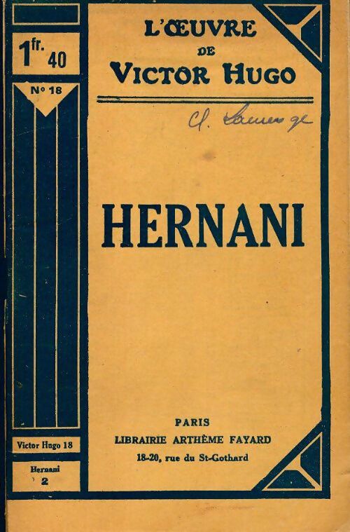 Hernani Tome II - Victor Hugo - Livre