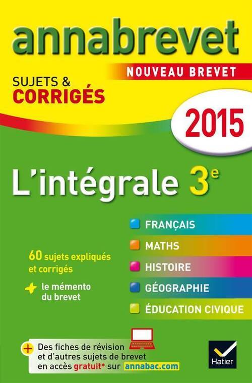 L'intégrale 3e 2015 - Collectif - Livre