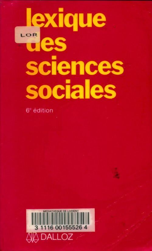 Lexique des sciences sociales - Madeleine Grawitz - Livre