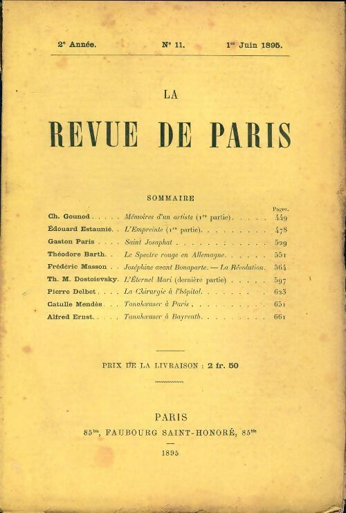 La revue de Paris 1895 n°11 - Collectif - Livre