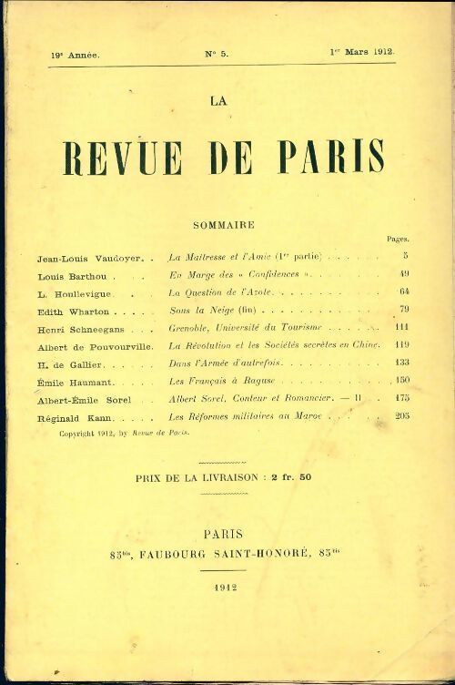 La revue de Paris 1912 n°5 - Collectif - Livre