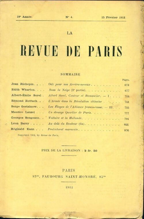 La revue de Paris 1912 n°4 - Collectif - Livre