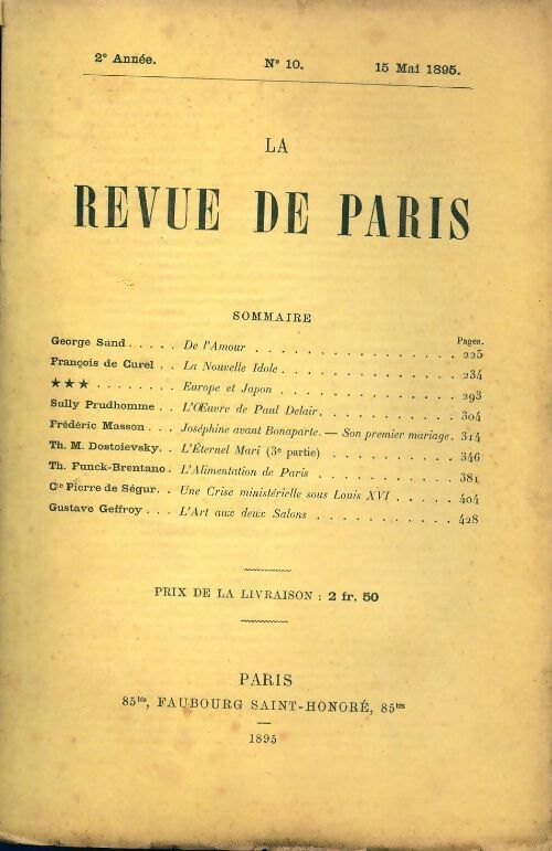 La revue de Paris 1895 n°10 - Collectif - Livre