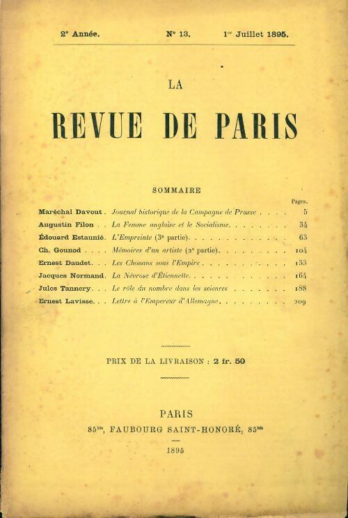 La revue de Paris 1895 n°13 - Collectif - Livre