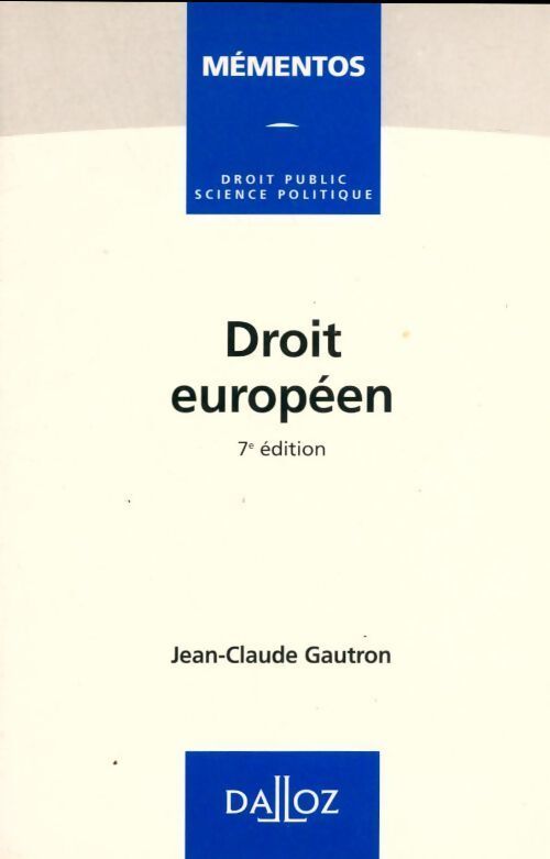 Droit européen - Jean-Claude Gautron - Livre