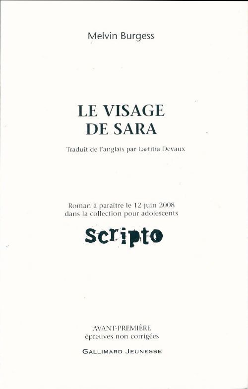 Le visage de Sara - Melvin Burgess - Livre
