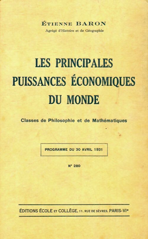 Principales puissances économiques du monde - Etienne Baron - Livre