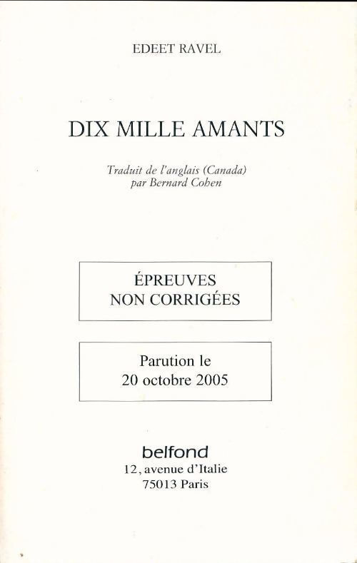 Dix mille amants - Edeet Ravel - Livre