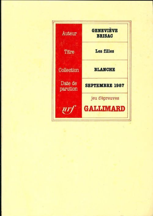 Les filles - Geneviève Brisac - Livre