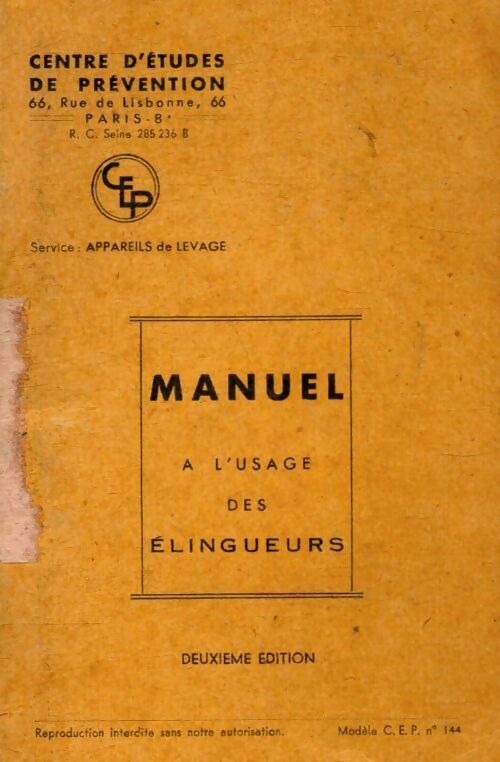 Manuel à l'usage des élingueurs - Inconnu - Livre