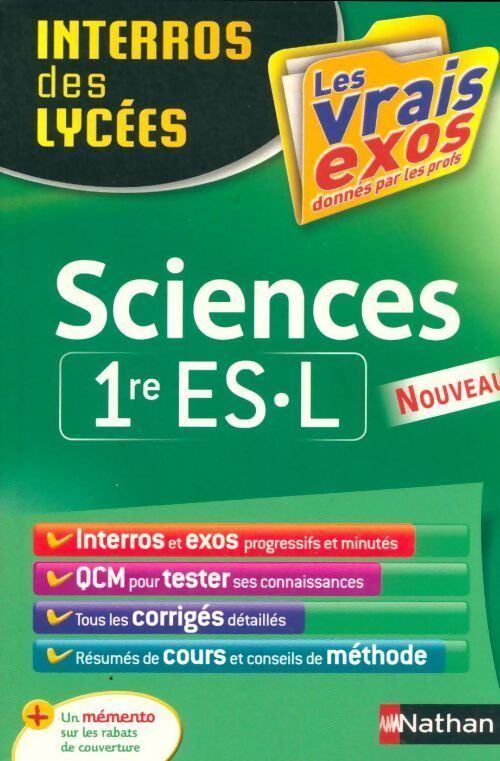 Sciences 1ères ES, L - Collectif - Livre