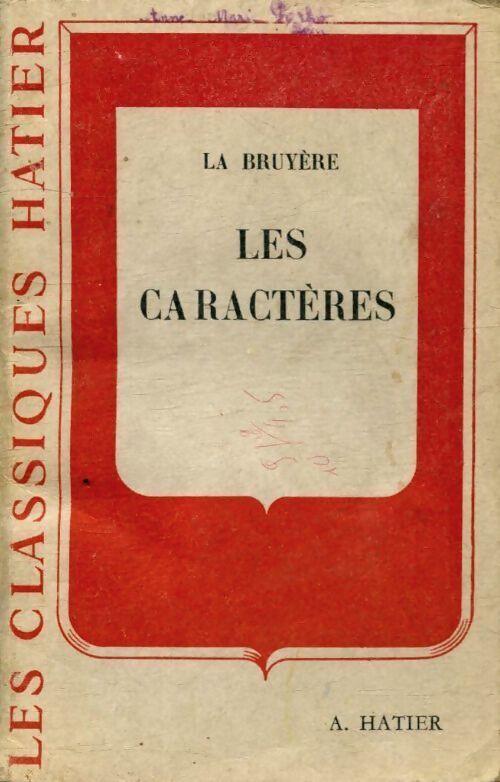 Les caractères - Jean De la Bruyère - Livre