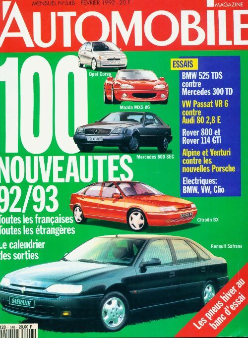 L'automobile magazine n°548 : 100 nouveautés 92/93 - Collectif - Livre