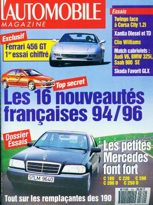 L'automobile magazine n°564 : Les 16 nouveautés françaises 94/96 - Collectif - Livre