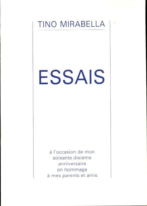 Essais - Tino Mirabella - Livre