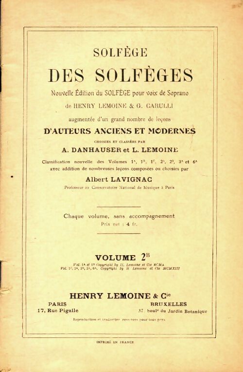 Solfège des solfèges volume 2B - A. Lavignac - Livre