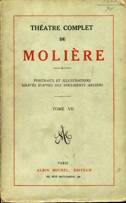 Théâtre complet Tome VII - Molière - Livre