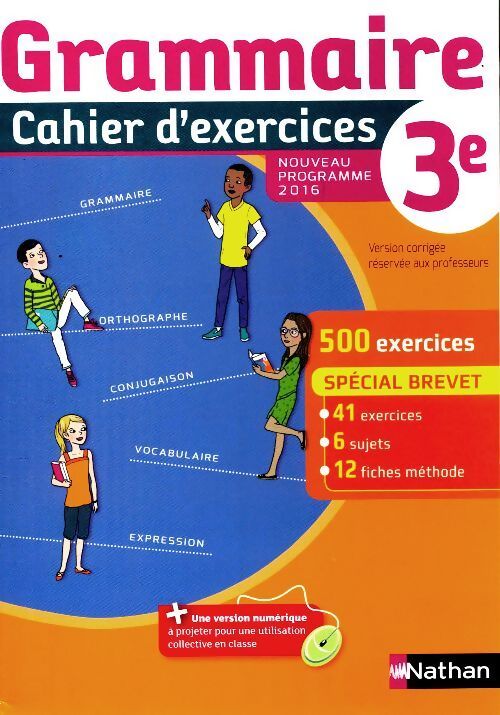 Grammaire 3e cahier d'exercices version corrigée pour les enseignants - Cécile De Cazanove - Livre