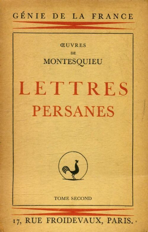 Lettres persanes Tome II - Charles De Montesquieu - Livre