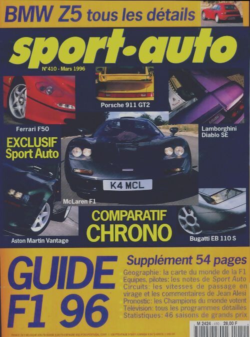 Sport-auto n°410 : Guide F1 96 - Collectif - Livre