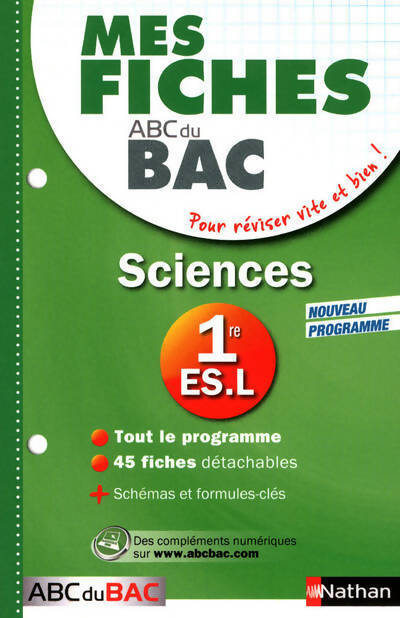 Sciences 1ères ES, L  - Collectif - Livre