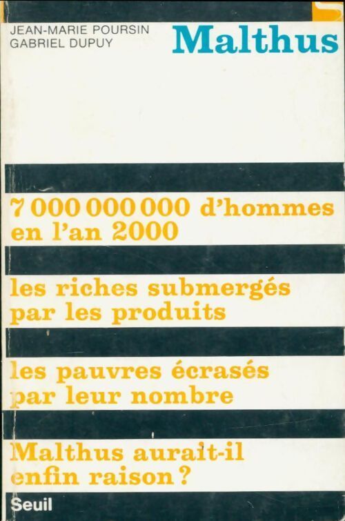 Malthus - Jean-Marie Poursin, Gabriel Dupuy - Livre