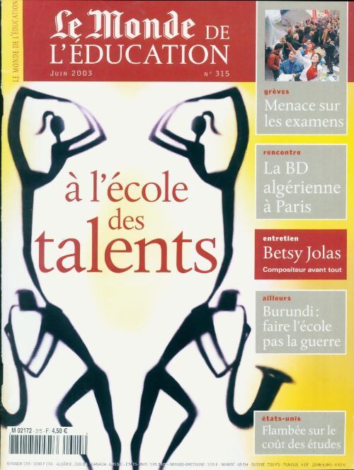 Le Monde de l'éducation n°315 : A l'école des talents - Collectif - Livre