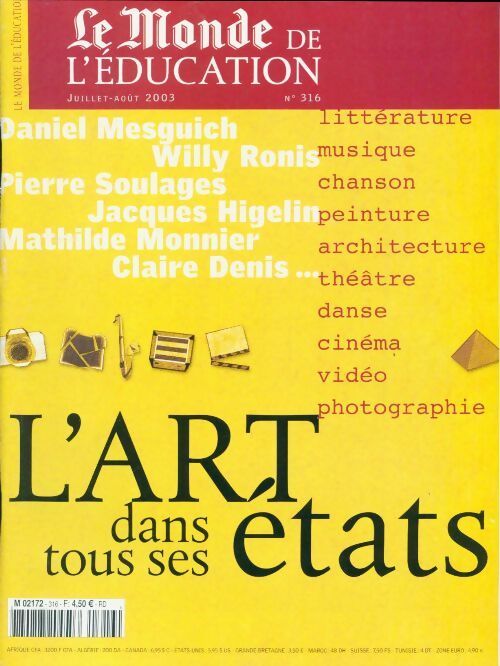 Le Monde de l'éducation n°316 : L'art dans tous ses états - Collectif - Livre