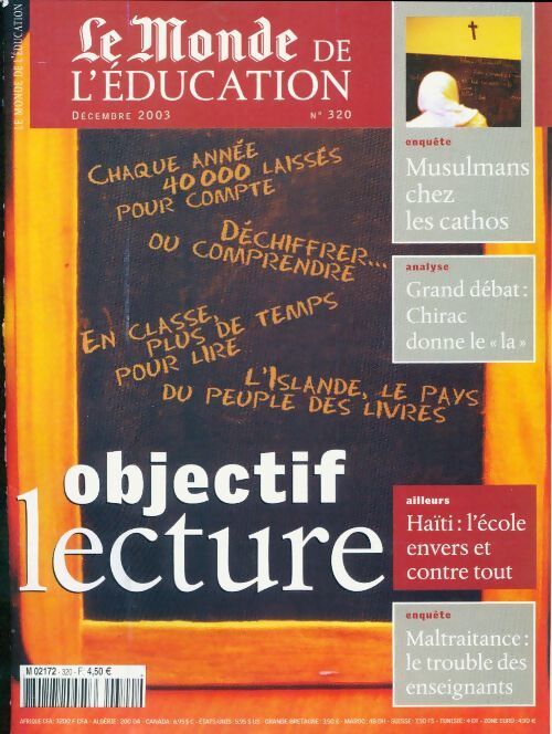 Le Monde de l'éducation n°320 : Objectif lecture - Collectif - Livre