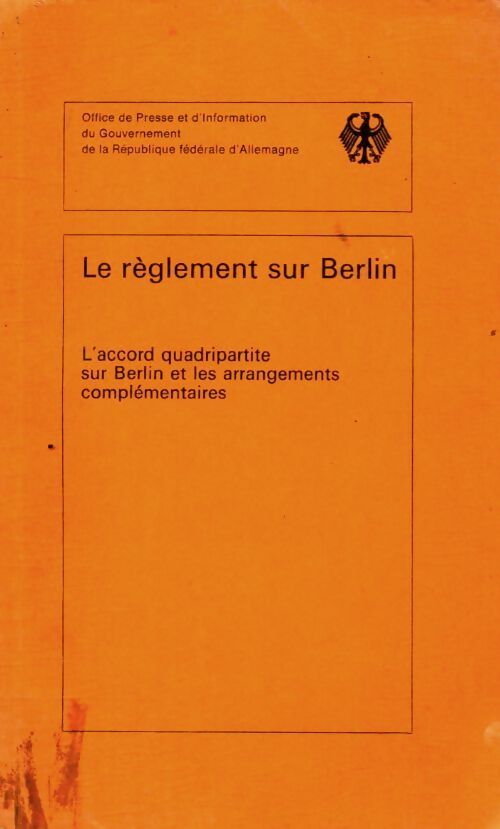 Le règlement sur Berlin - Collectif - Livre