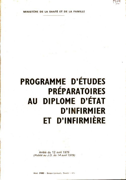 Programmes d'études préparatoires au diplôme d'état d'infirmier et d'infirmière - Collectif - Livre