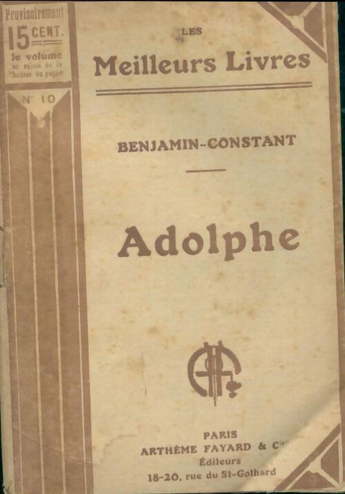 Adolphe - Benjamin Constant - Livre
