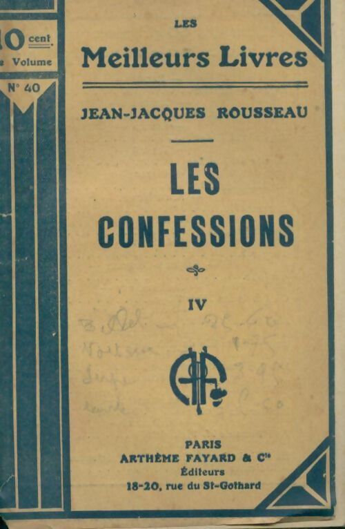 Les confessions Tome IV - Jean-Jacques Rousseau - Livre
