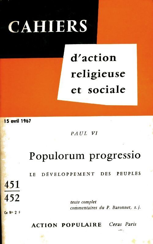 Cahiers d'action religieuse et sociale n°451-452 - Collectif - Livre