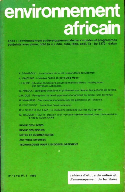 Environnement africain n°13 - Collectif - Livre