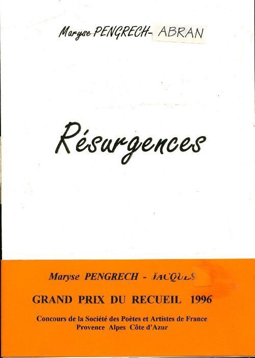 Résurgences - Maryse Pengrech - Livre