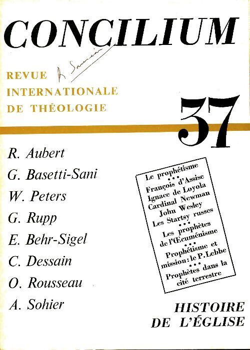 Concilium n°37 - Collectif - Livre