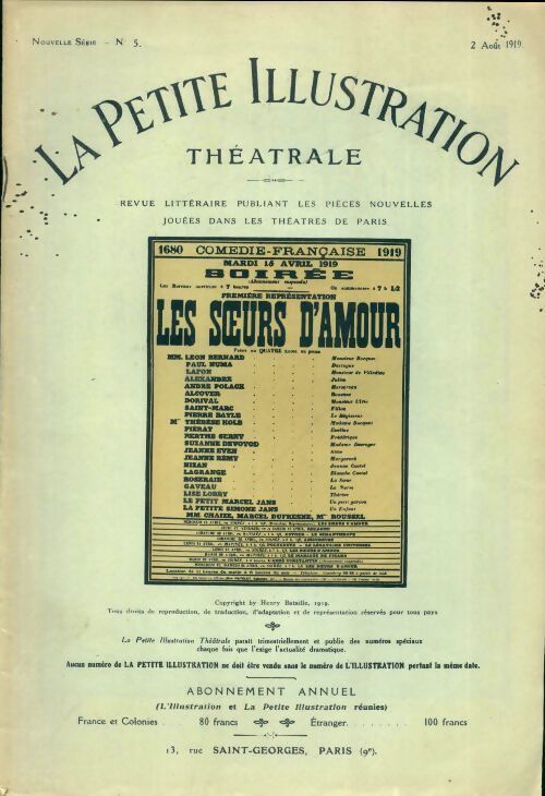 La petite illustration théâtrale n°5 : Les soeurs d'amour - Collectif - Livre