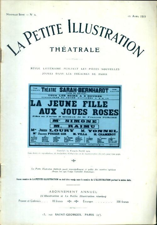 La petite illustration théâtrale n°2 : La jeune fille aux joues roses - Collectif - Livre