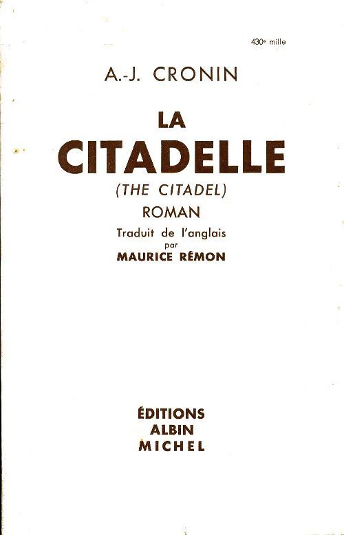 La citadelle - Archibald Joseph Cronin - Livre