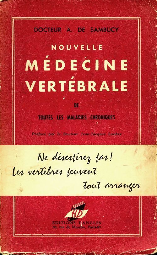 Nouvelle médecine vertébrale - A. De Sambucy - Livre