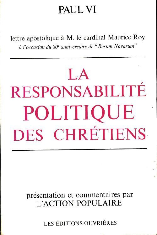 La responsabilité des chrétiens - Paul VI - Livre