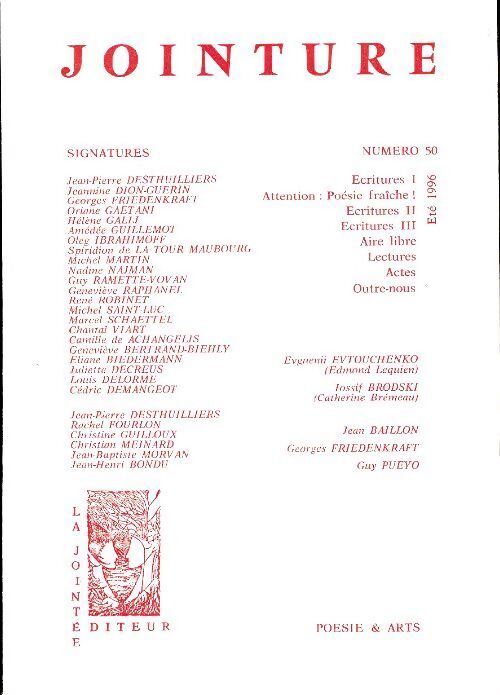Jointure n°50 - Collectif - Livre