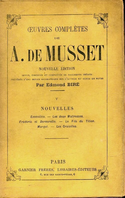 Oeuvres complète Tome V - Alfred De Musset - Livre