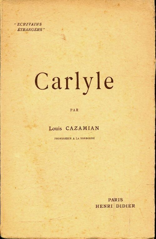 Carlyle - Louis Cazamian - Livre