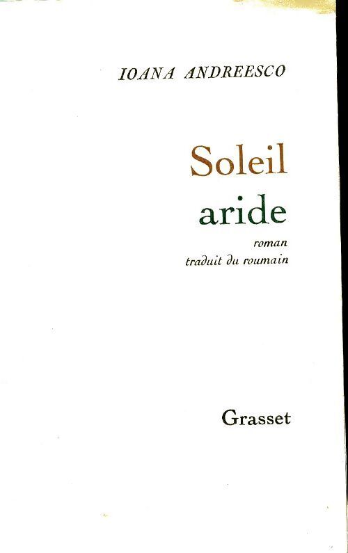 Soleil aride - Ioanna Andreesco - Livre