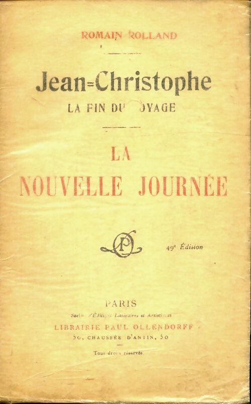 Jean-Christophe Tome X : La nouvelle journée - Romain Rolland - Livre