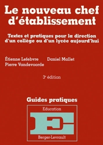Le nouveau chef d'établissement - Collectif - Livre