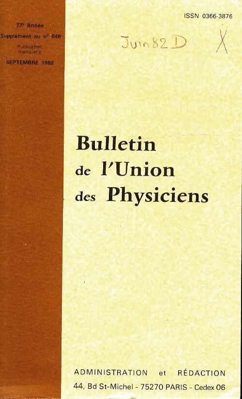 Bulletin de l'union des physiciens n°646 (supplément) - Collectif - Livre