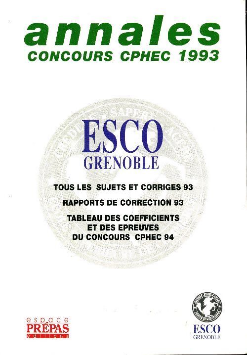 Annales concours CPHEC 1993 - Collectif - Livre